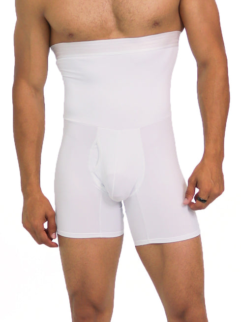 Men's AQ White Men High Quality Slimming Underwear Tummy Leg  Complete Control High Waist Shaper Short Trunk